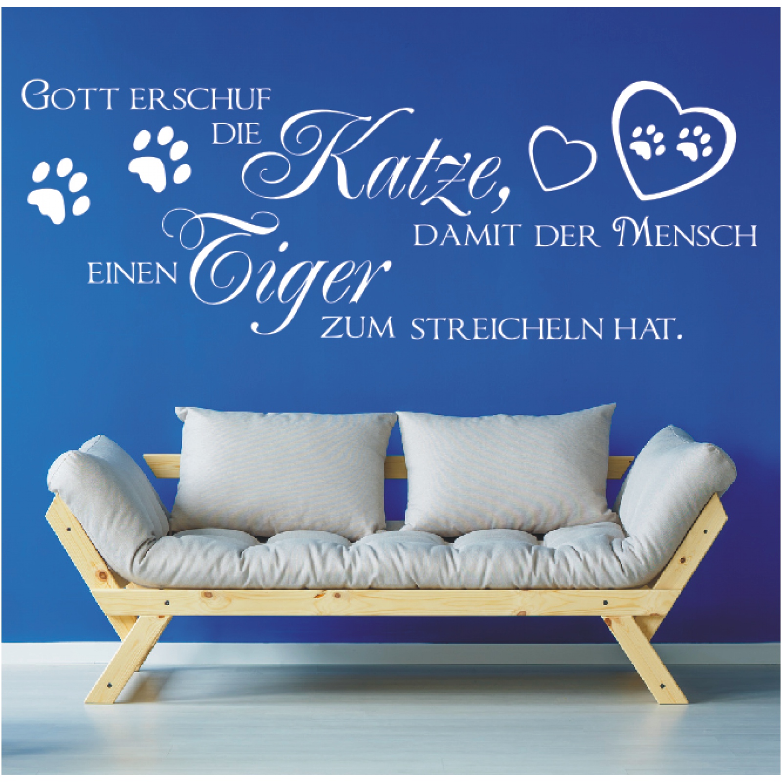 Spruch WANDTATTOO Gott Katze Mensch Tiger Wandsticker Wandaufkleber Sticker 1