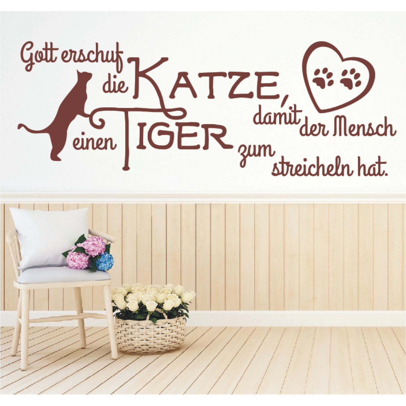Details Zu Wandtattoo Spruch Gott Erschuf Die Katze Mensch Tiger Wandaufkleber
