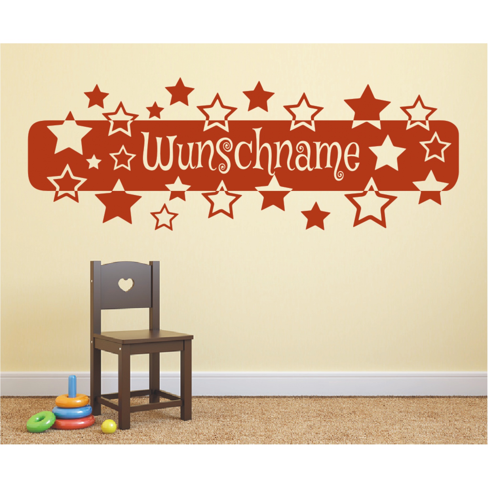 Wandtattoo Banner  Sterne Wunschtext Wunschname Wandaufkleber Name Sticker 9