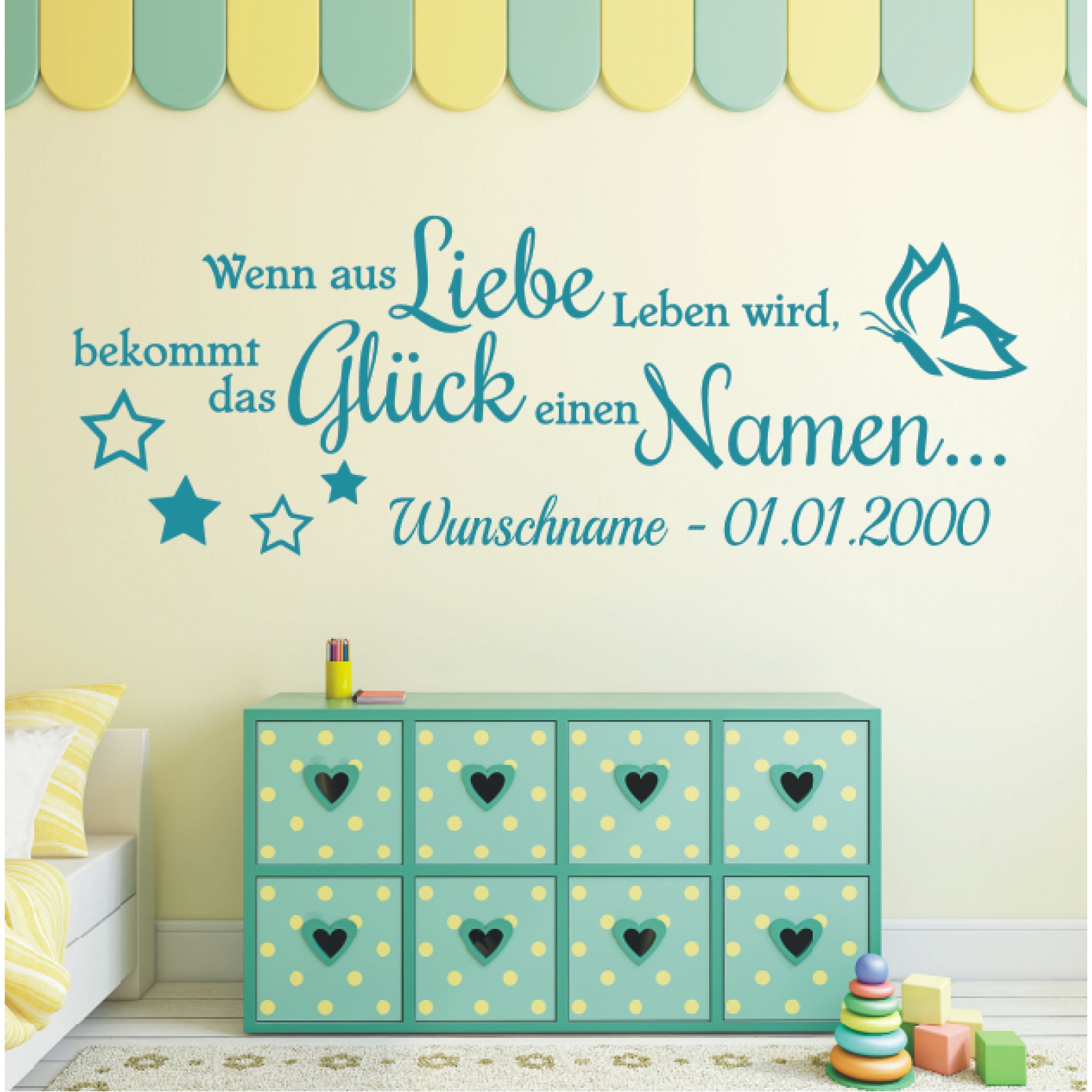 Wandtattoo Spruch Liebe Leben Glck Namen Wunschname Wandsticker